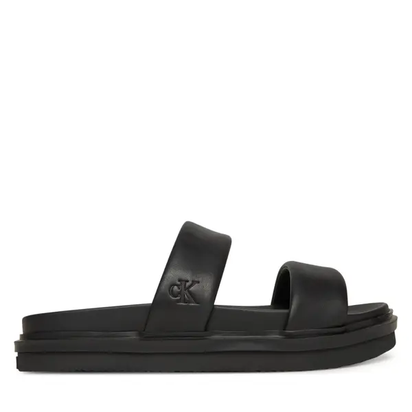 Calvin Klein Jeans Natikače Calvin Klein Jeans Flat Molded Doublebar Sandal Lth YM0YM01226 Crna
