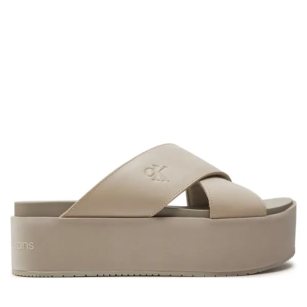 Calvin Klein Jeans Natikače Calvin Klein Jeans Flatform Cross Mg Uc YW0YW01349 Bež
