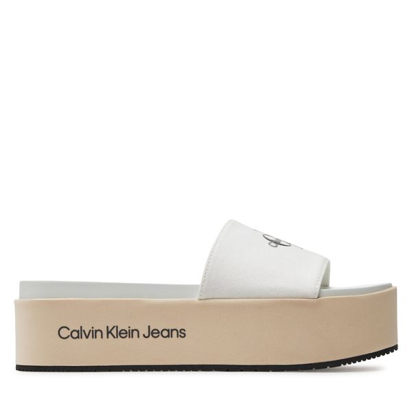 Calvin Klein Jeans Natikače Calvin Klein Jeans Flatform Sandal Met YW0YW01036 Creamy White/Bright White 0F9