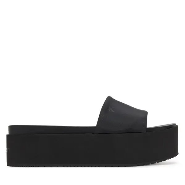 Calvin Klein Jeans Natikače Calvin Klein Jeans Flatform Sandal Slide In Nylon YW0YW01791 Crna