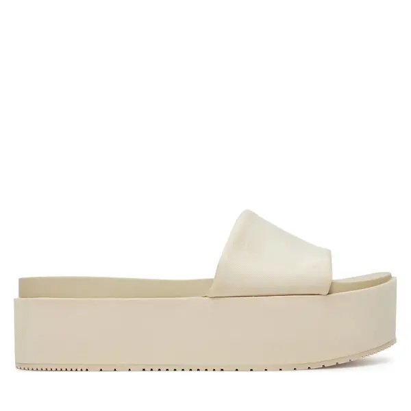 Calvin Klein Jeans Natikače Calvin Klein Jeans Flatform Sandal Slide In Nylon YW0YW01791 Écru