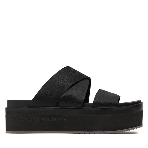 Calvin Klein Jeans Natikače Calvin Klein Jeans Flatform Sandal Webbing In Mr YW0YW01361 Crna