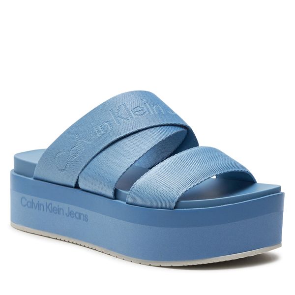 Calvin Klein Jeans Natikače Calvin Klein Jeans Flatform Sandal Webbing In Mr YW0YW01361 Dusk Blue/Mediterranean Blue 0G0