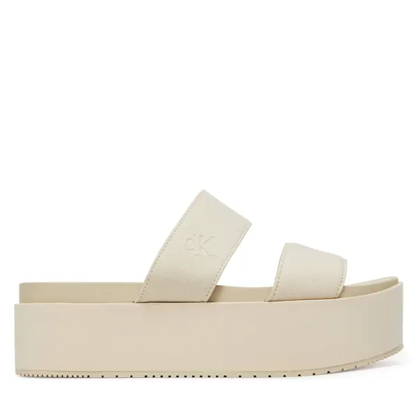Calvin Klein Jeans Natikače Calvin Klein Jeans Flatform Sandal Webbing In YW0YW01789 Écru