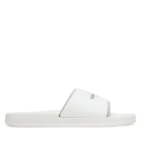 Calvin Klein Jeans Natikače Calvin Klein Jeans Slide Rubber Neoprene Monologo YM0YM00361 Bijela