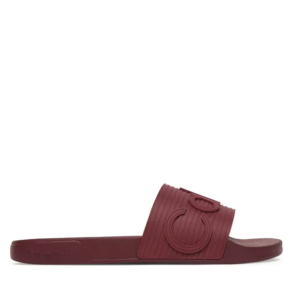 Calvin Klein Natikače Calvin Klein Nemo - Contoured Emblem Logo Sliders HM0HM02113 Tamnocrvena