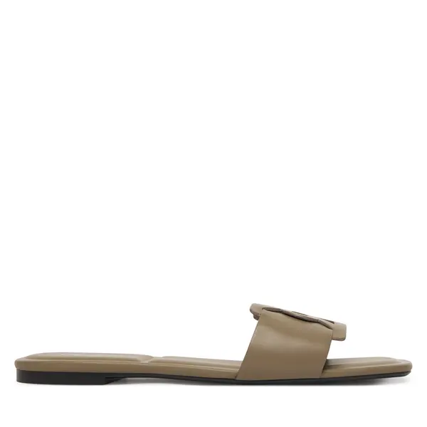 Calvin Klein Natikače Calvin Klein Square Flat Sandal Emblem HW0HW03128 Bež