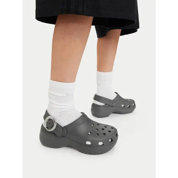 Crocs Natikače Crocs Classic Platform Buckle Clog 213230 Siva