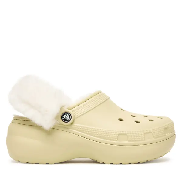 Crocs Natikače Crocs Classic Platform Fuzz Lined Clog 212854 Bež