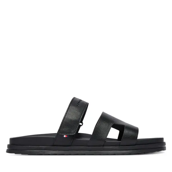 Tommy Hilfiger Natikače Tommy Hilfiger Adjustable Premium Lth Sandal FM0FM05773 Crna