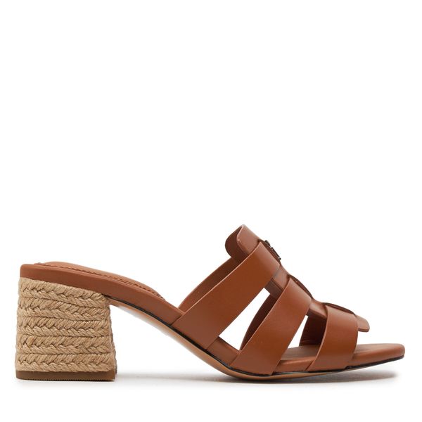 Tommy Hilfiger Natikače Tommy Hilfiger Block Mid Heel Leather Sandal FW0FW08049 Cognac Brown GQS