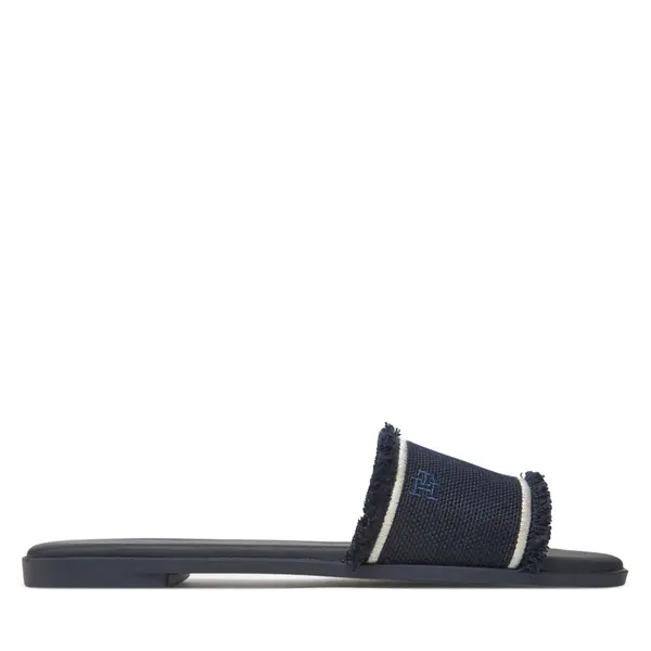 Tommy Hilfiger Natikače Tommy Hilfiger Fringe Canvas Flat Sandal FW0FW08908 Tamnoplava