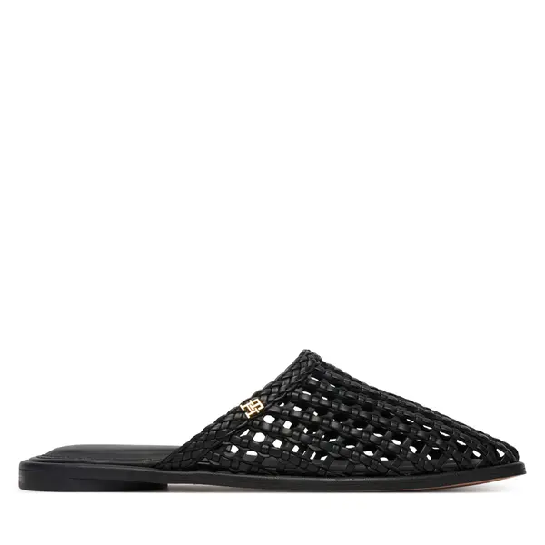 Tommy Hilfiger Natikače Tommy Hilfiger Hilfiger Leather Mix Flat Mule FW0FW09280 Crna