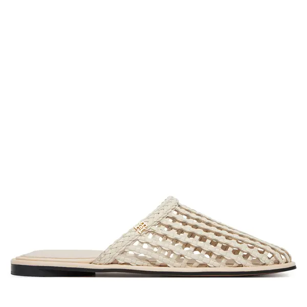 Tommy Hilfiger Natikače Tommy Hilfiger Hilfiger Leather Mix Flat Mule FW0FW09280 Krem