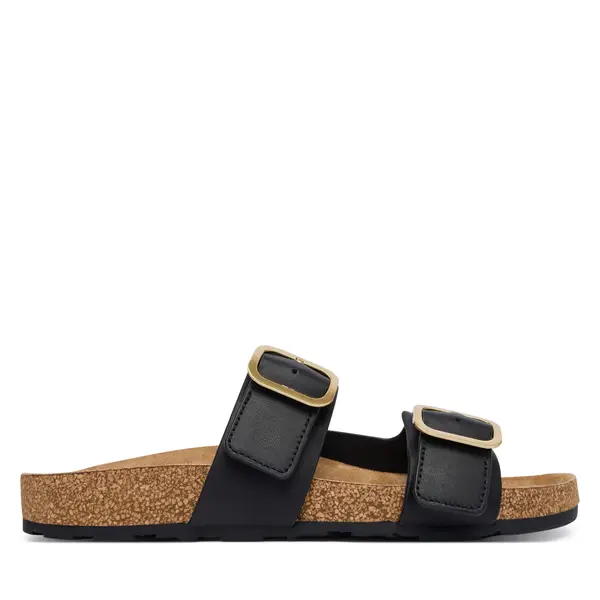 Tommy Hilfiger Natikače Tommy Hilfiger Leather Double Strap Cork Sandals FW0FW09118 Crna