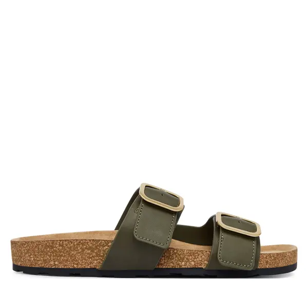 Tommy Hilfiger Natikače Tommy Hilfiger Leather Double Strap Cork Sandals FW0FW09118 Zelena