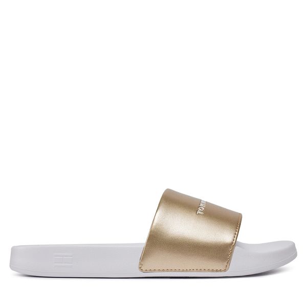 Tommy Hilfiger Natikače Tommy Hilfiger Metallic Pool Slide FW0FW07829 White/Gold 0K7