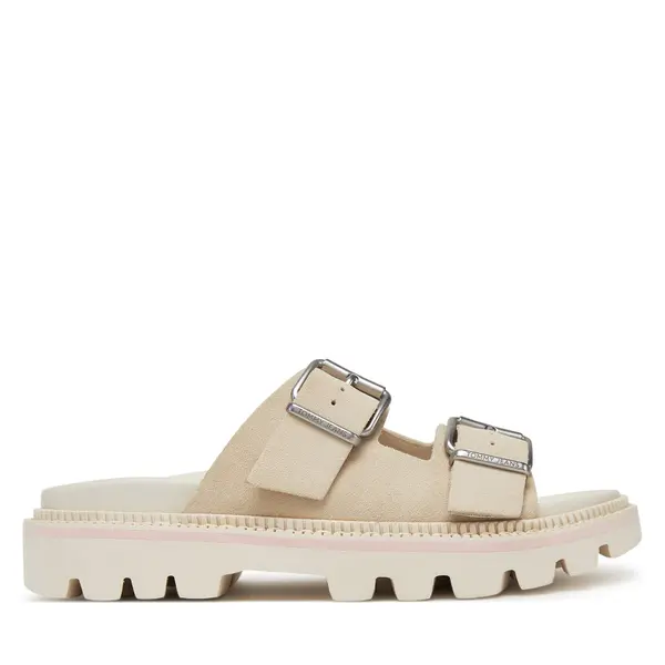 Tommy Jeans Natikače Tommy Jeans Double Strap Sandal Suede EN0EN02797 Écru