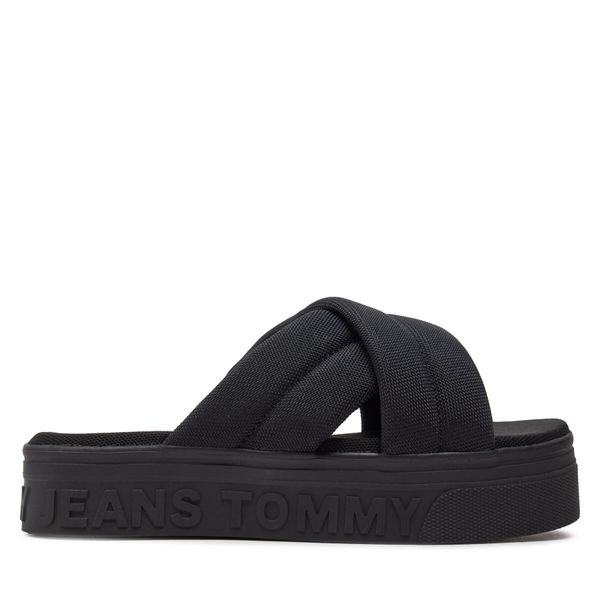 Tommy Jeans Natikače Tommy Jeans Tjw Lettering Flatform Sandal EN0EN02465 Crna