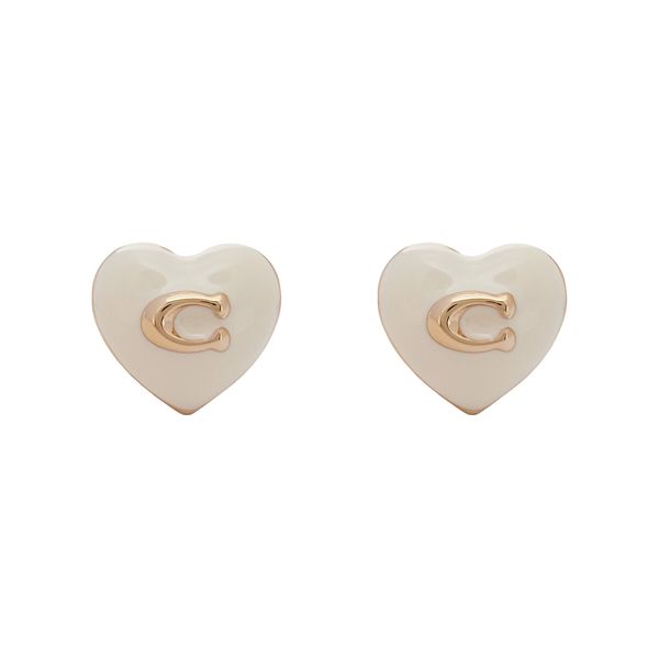 Coach Naušnice Coach Enamel Heart Stud Earrings 37479226GLD100 Srebrna