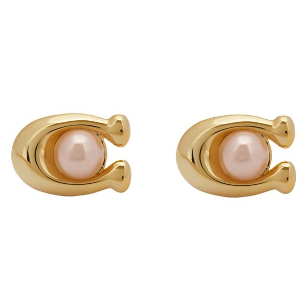 Coach Naušnice Coach Pearl Signature C Stud Earrings 37341922GLD651 Zlatna