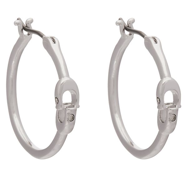 Coach Naušnice Coach Signature Hoop Earrings 37408160RHO030 Srebrna