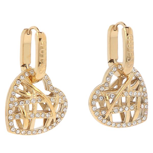 Guess Naušnice Guess Heart Cage JUBE03 098JW YG