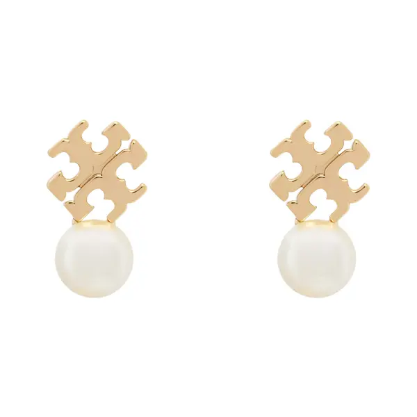 TORY BURCH Naušnice Tory Burch LOGO AND PEARL STUD EARRINGS 184421 Zlatna