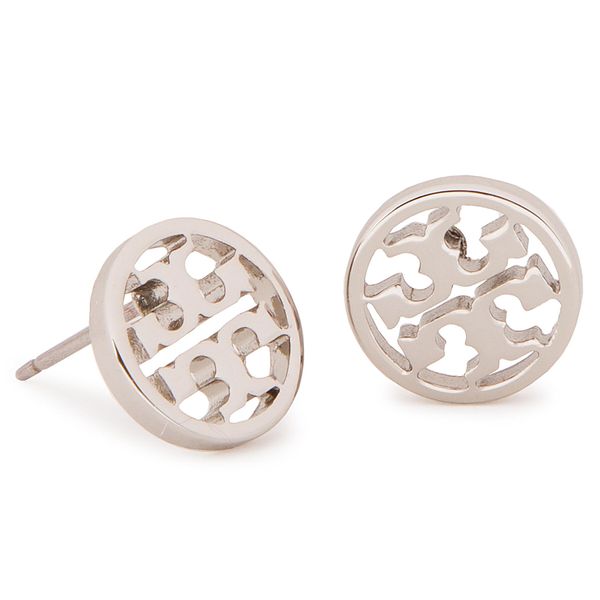 Tory Burch Naušnice Tory Burch Logo Circle Stud Earring 11165518 Tory Silver 022