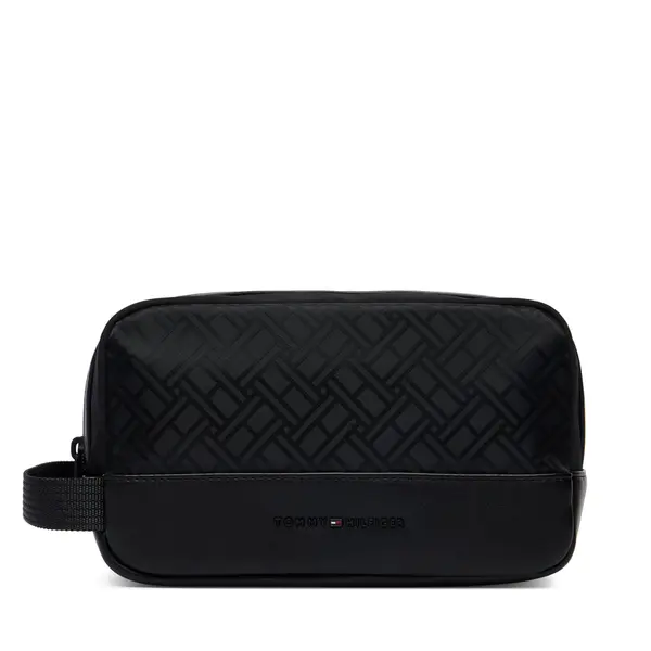 Tommy Hilfiger Neseser Tommy Hilfiger Th Nylon Jacquard Washbag AM0AM14508 Crna