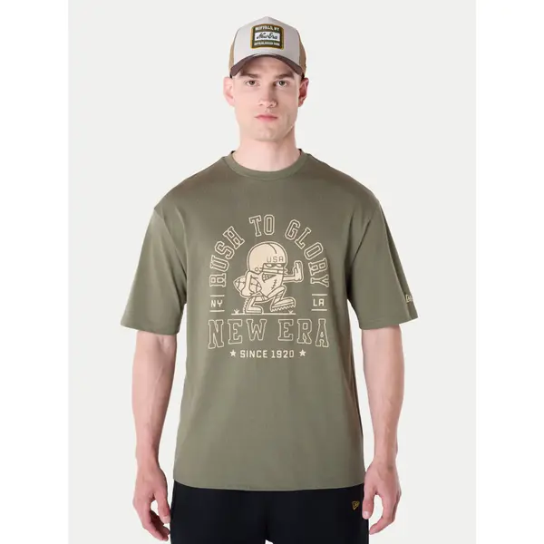 new era New Era T-shirt Football Graphic 60596409 Zelena Regular Fit