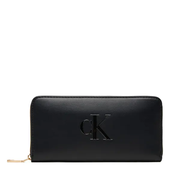 Calvin Klein Novčanik Calvin Klein Bold Ck Long Zip Around LV04F1077G Crna