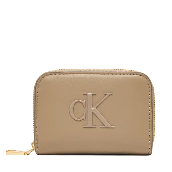 Calvin Klein Novčanik Calvin Klein Bold Ck Medium Zip Around LV04F1154G Bež