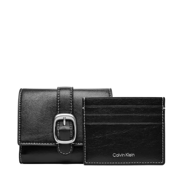 Calvin Klein Novčanik Calvin Klein Buckle 2 In 1 Wallet LV04F1168G Crna