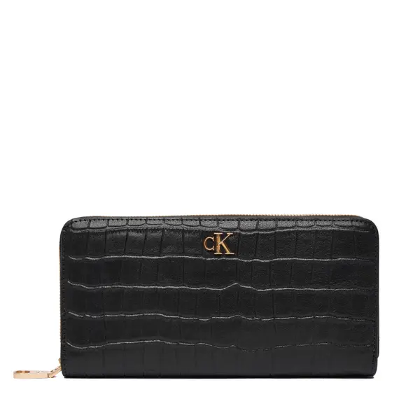 Calvin Klein Novčanik Calvin Klein Ck Croc Long Zip Around LV04F1096G Crna