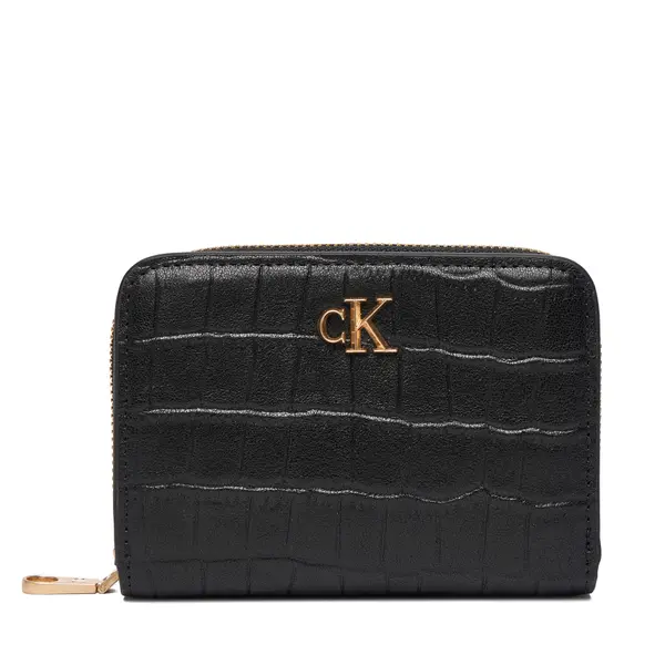 Calvin Klein Novčanik Calvin Klein Ck Croc Medium Flap Zip Around LV04F1095G Crna