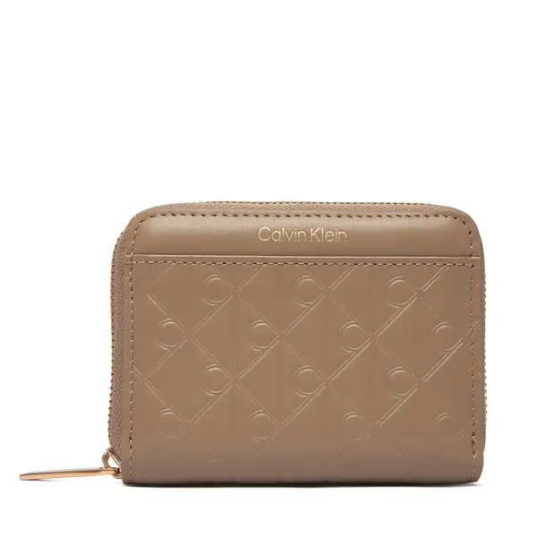 Calvin Klein Novčanik Calvin Klein Emblem Aop Embossed Zip Around LV04F1081G Bež