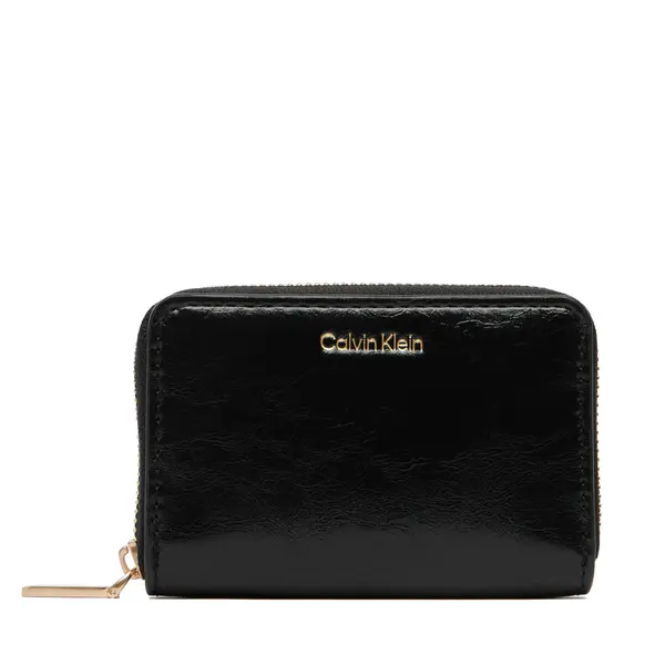 Calvin Klein Novčanik Calvin Klein Foil Glossy Square Zip Around LV04F1201G Crna