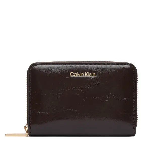 Calvin Klein Novčanik Calvin Klein Foil Glossy Square Zip Around LV04F1201G Smeđa