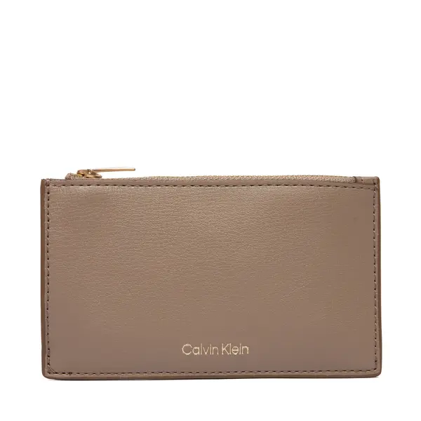 Calvin Klein Novčanik Calvin Klein Foil Logo Top Zip Cardcase LV04F1090G Bež