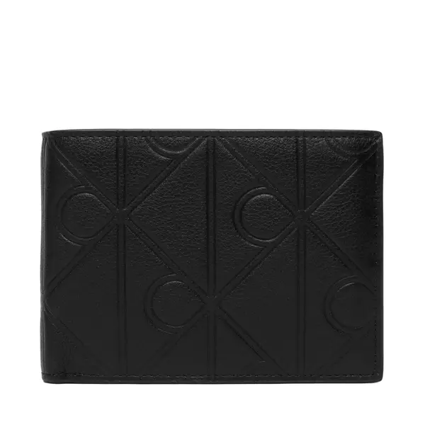 Calvin Klein Novčanik Calvin Klein Xl Emblem Aop Emboss Trifold LV04D1235G Crna
