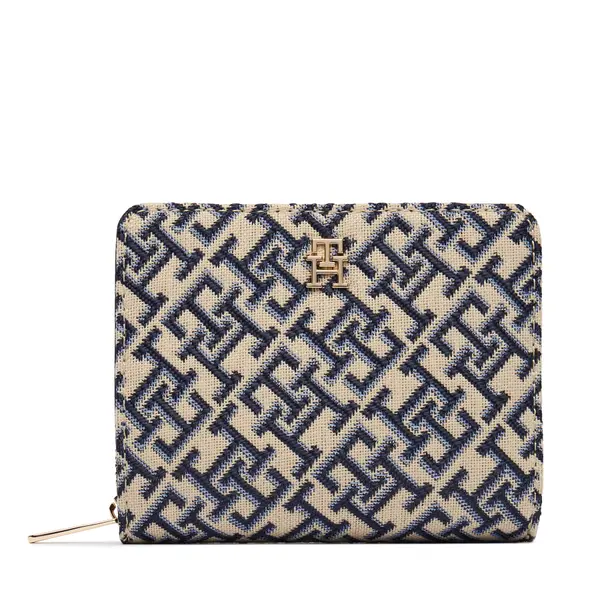 Tommy Hilfiger Novčanik Tommy Hilfiger Th Icon Med Za W/ Flap Jacquard AW0AW18759 Plava