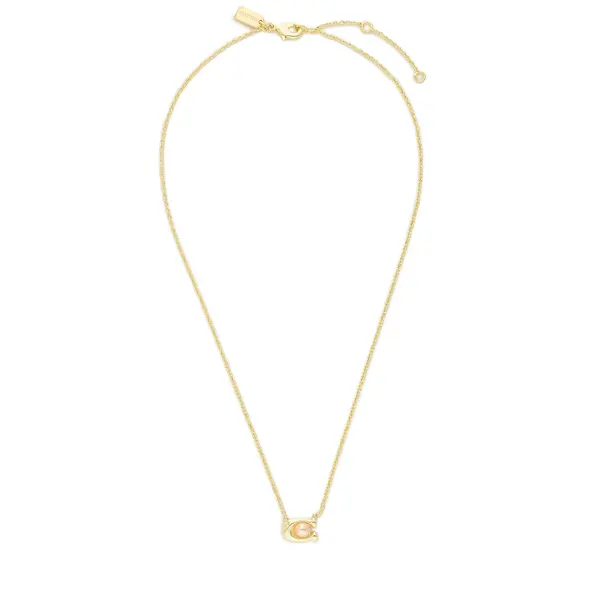 Coach Ogrlica Coach Pearl Signature C Pendant Necklace 37341916GLD651 Zlatna
