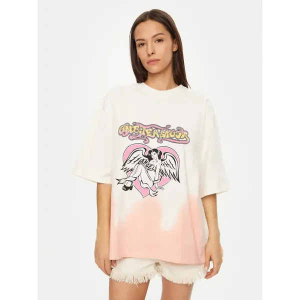 One Teaspoon One Teaspoon T-shirt Angel 26821 Écru Relaxed Fit