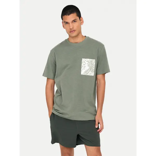 Only & Sons Only & Sons T-shirt 22025286 Zelena Regular Fit