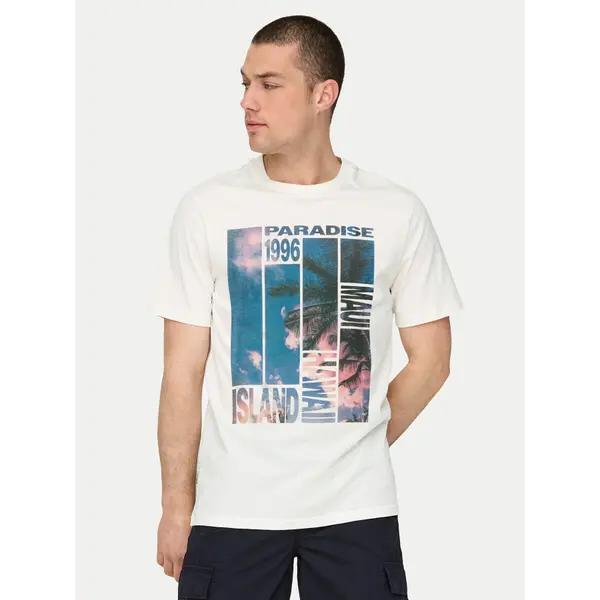 Only & Sons Only & Sons T-shirt Magdy 22029454 Bijela Regular Fit