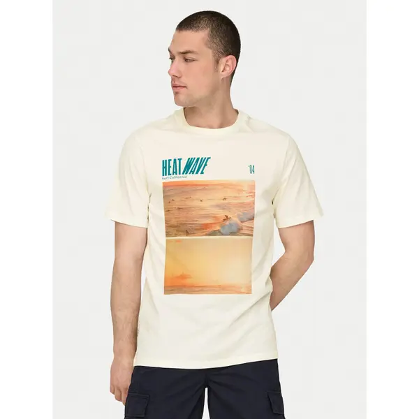 Only & Sons Only & Sons T-shirt Magdy 22029454 Bijela Regular Fit