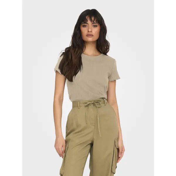 Only ONLY T-shirt Carlotta 15256154 Bež Tight Fit