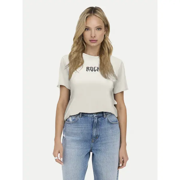 Only ONLY T-shirt Lucy 15307412 Écru Regular Fit