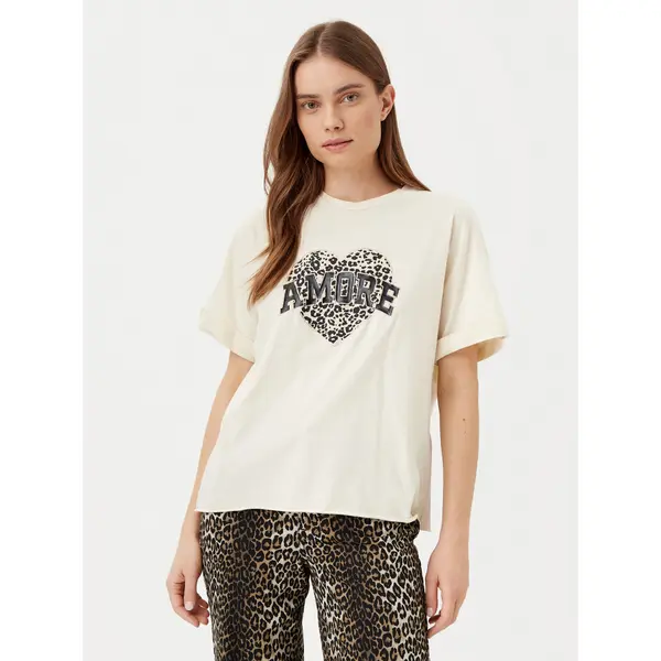 Only ONLY T-shirt Lucy 15339887 Bež Loose Fit